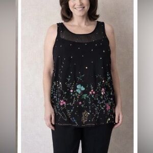 Chic Black Floral Embroidered Blouse